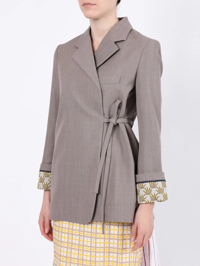 Shop Chloé Wrap-around Blazer Jacket In Grey