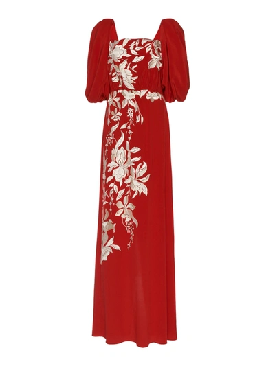 Shop Johanna Ortiz Floral Themes Embroidered Silk Maxi Dress