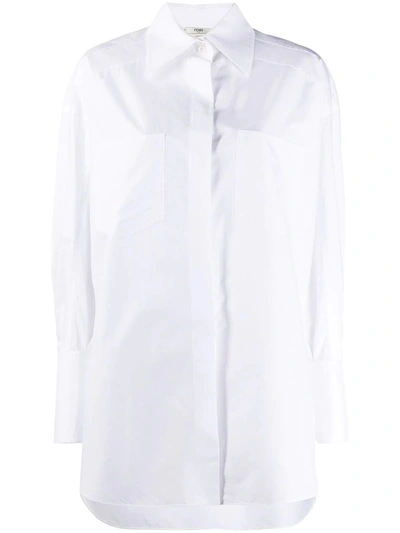 Shop Fendi Over-sized Classic White Shirt