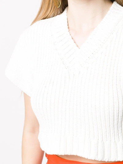 Shop Jacquemus La Maille Helado Cropped Knit Top In White