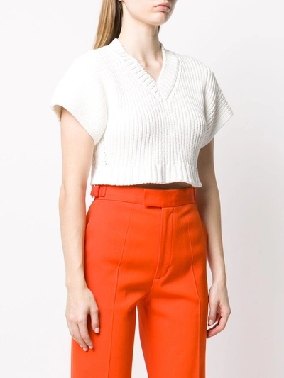 Shop Jacquemus La Maille Helado Cropped Knit Top In White