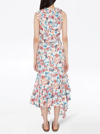 Shop Jw Anderson Asymmetric Floral Print Ruffle Skirt In Multicolor