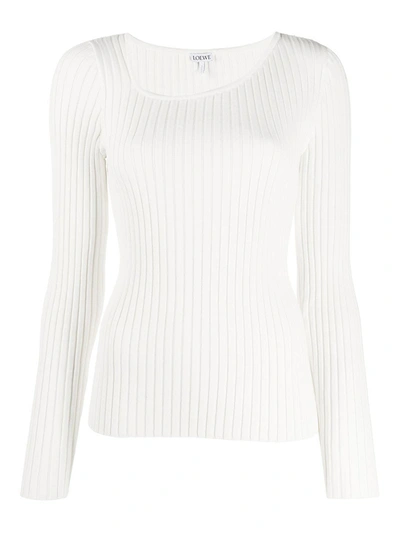 Shop Loewe White Asymmetric Ribbed Top