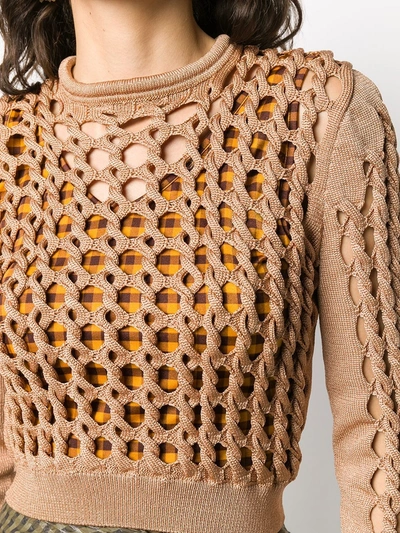Shop Fendi Interlocked Knit Cropped Top