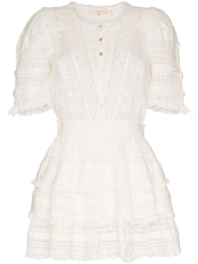 Shop Loveshackfancy Quincy Ruffled Cotton Mini Dress In White
