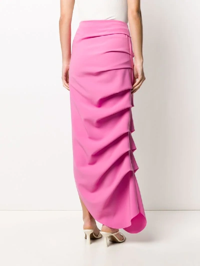 Shop A.w.a.k.e. Pleated Side Maxi Skirt In Pink