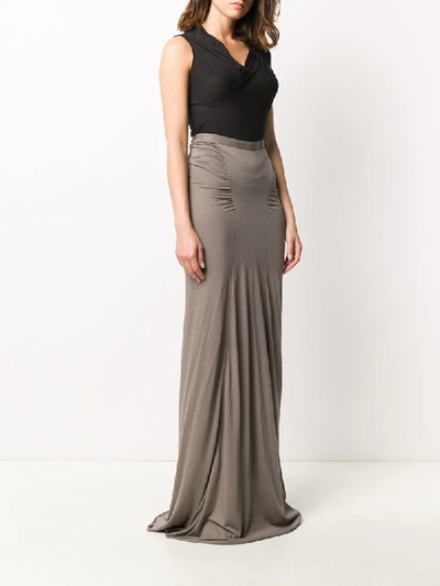 Shop Rick Owens Ruched Detail High-waisted Skirt In Neutrals