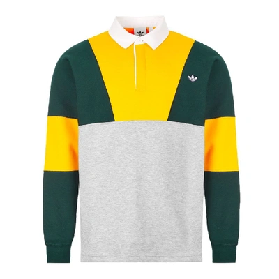 Shop Adidas Originals Rugby Shirt – Yellow / Grey / Green