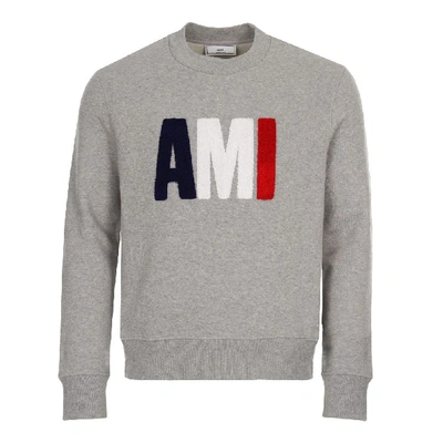 Shop Ami Alexandre Mattiussi Sweatshirt Tricolour In Grey