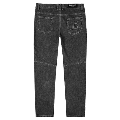 Shop Balmain Monogram Tapered Jeans In Black