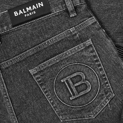 Shop Balmain Monogram Tapered Jeans In Black