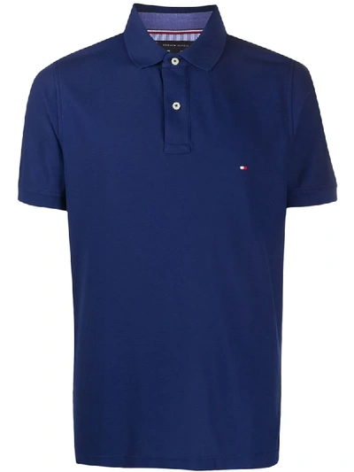 Shop Tommy Hilfiger Chest Logo Polo Shirt In Blue