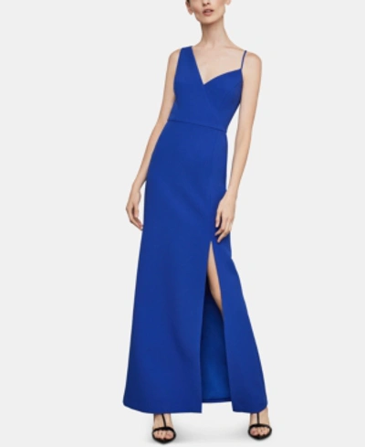Shop Bcbgmaxazria Asymmetrical-neck Gown In Royal Blue