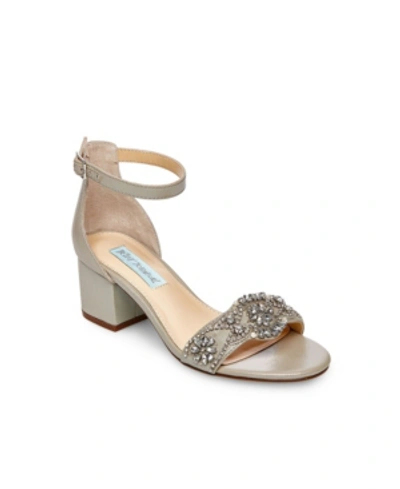 Shop Betsey Johnson Women's Mel Block Heel Sandal Women's Shoes In Silver-tone