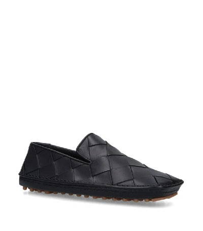 Shop Bottega Veneta Leather Intrecciato Driving Shoes