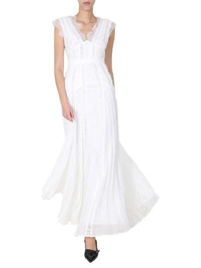 Shop Self-portrait Long Dress In Bianco