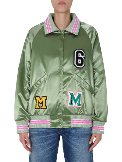 Shop Mm6 Maison Margiela Bomber With Patch In Verde