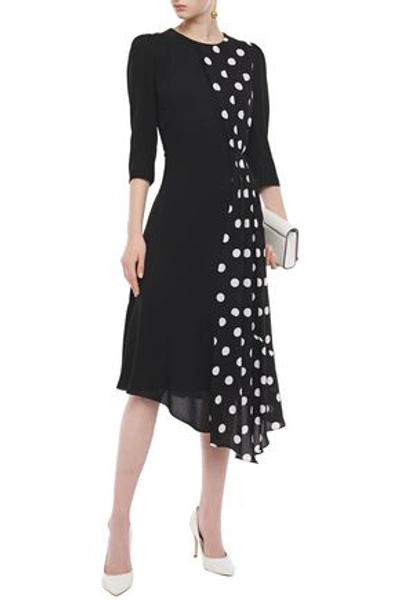Shop Andrew Gn Asymmetric Paneled Silk-crepe Dress In Black
