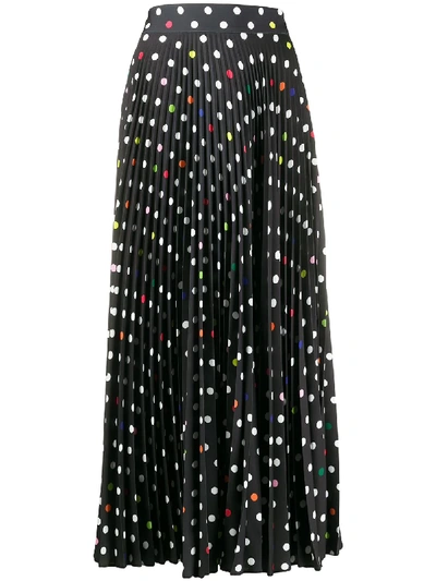 Shop Christopher Kane Long Polka-dot Pleated Skirt In Black
