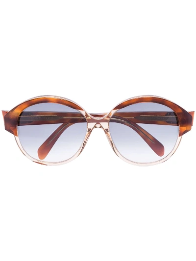 Shop Celine Maillons Triomphe Round-frame Sunglasses In Brown