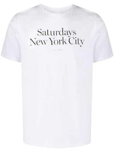 Shop Saturdays Surf Nyc Logo Print T-shirt In White