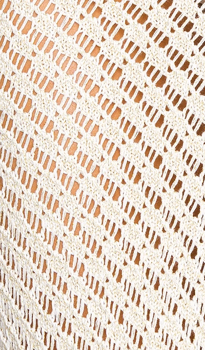 Camila Coelho Offshore Midi Skirt In White & Gold