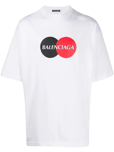 Shop Balenciaga Contrasting Circle Logo Graphic Print T-shirt White