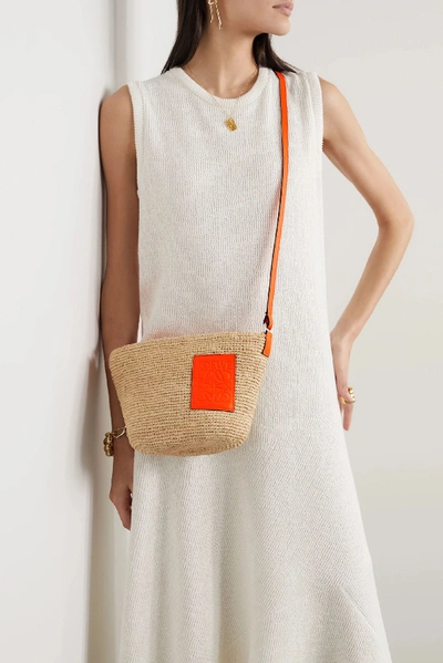 Loewe + Paula's Ibiza Pochette Leather-trimmed Woven Raffia Shoulder Bag in  Brown