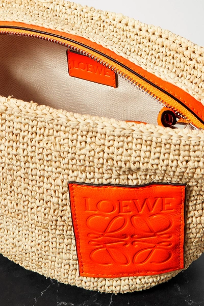 Loewe Beige/Orange Paula's Ibiza Raffia and Leather Crossbody Bag Loewe