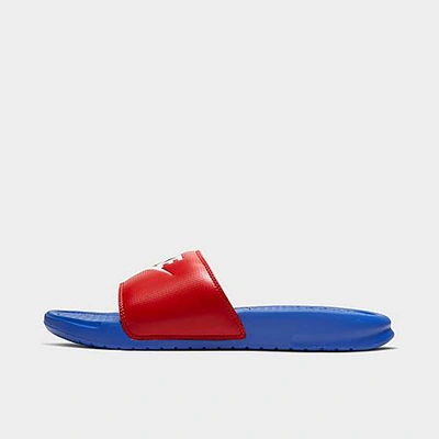 Shop Nike Women's Benassi Jdi Swoosh Slide Sandals In Blue