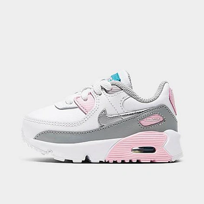 Shop Nike Girls' Toddler Air Max 90 Casual Shoes In Light Smoke Grey/white/pink/metallic Silver