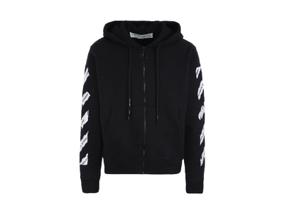 Pre-owned Off-white  Airport Tape Zip Up Hoodie Black