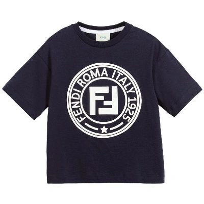 Shop Fendi Logo T-shirt In Blue