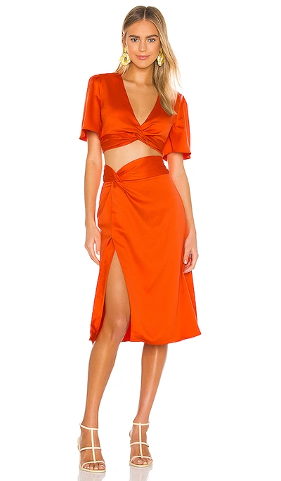 Shop Camila Coelho Silvia Midi Skirt In Blood Orange
