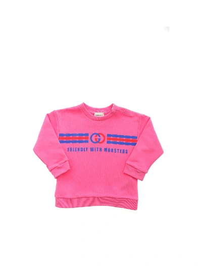 Shop Gucci Gg Logo Print Sweatshirt In Fuchsia