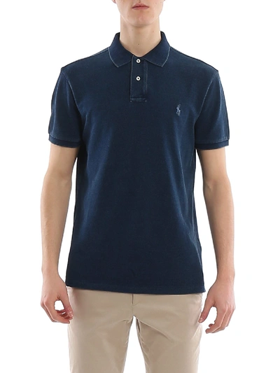 Shop Polo Ralph Lauren Pique Polo Shirt In Indigo Blu In Blue