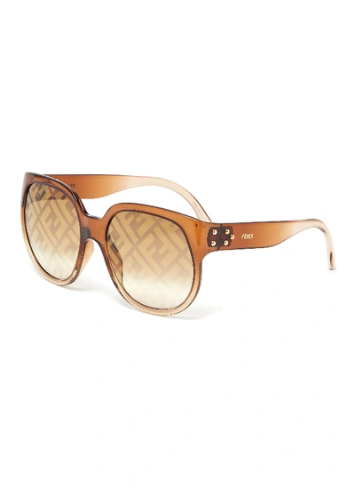 Shop Fendi Optyl Round Clear Acetate Frame Sunglasses In Brown