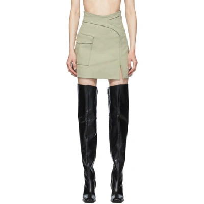 Shop Dion Lee Khaki Pocket Interlock Miniskirt In Putty