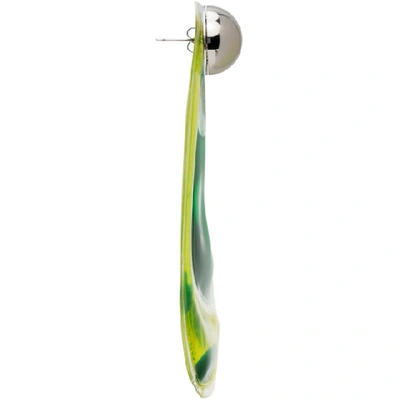 Shop Christopher Kane Green Curve Liquid Gel Earrings In Green Yello