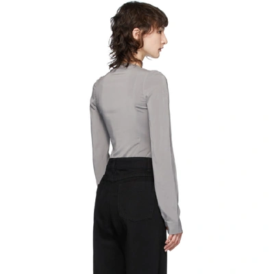 Shop Lemaire Grey Silk Shirt Bodysuit In Fumé