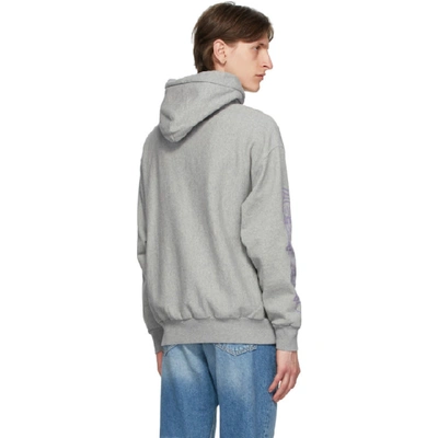 Shop Aries Grey Temple Logo Hoodie In Grey Marl