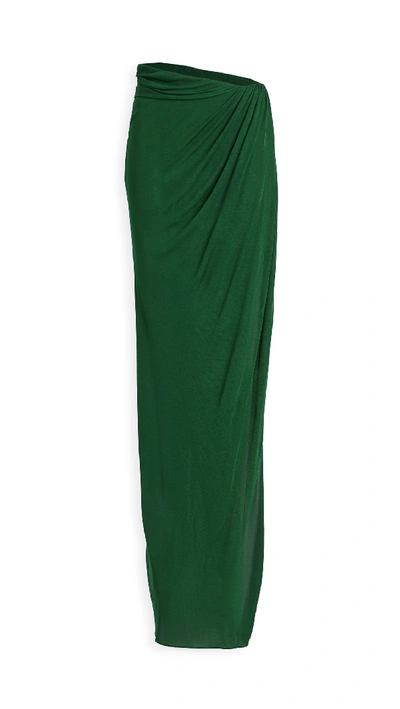 Shop Brandon Maxwell Jersey Floor Length Wrap Skirt In Green