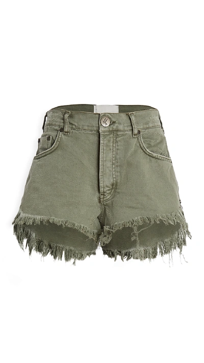 Shop One Teaspoon Le Wolves Mid Length Denim Shorts In Super Khaki