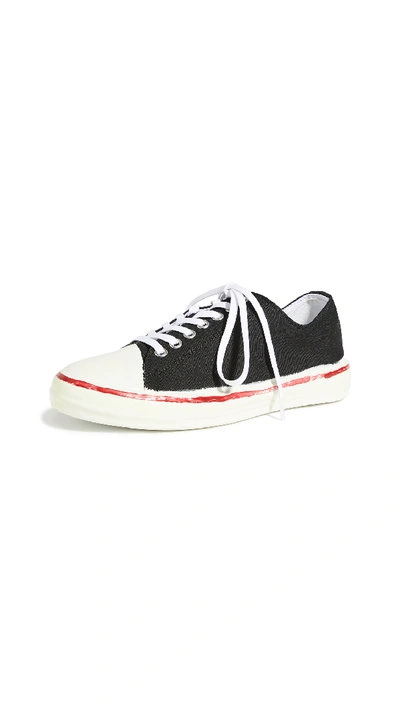 Shop Marni Low Top Sneakers In Black/lily White