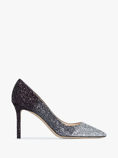 Shop Jimmy Choo Romy 85 Glitter Pumps In Silver