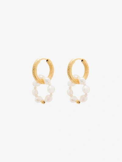 Shop Anni Lu Gold-plated Ring Of Pearls Hoop Earrings