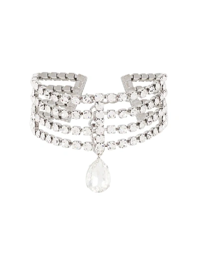 Shop Alessandra Rich Crystal Choker Necklace In Silver