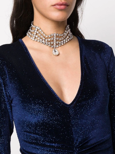 Shop Alessandra Rich Crystal Choker Necklace In Silver