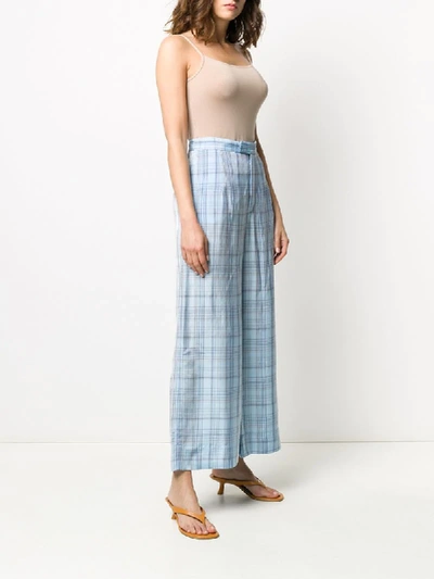 Shop Jejia Check-print Cropped Trousers In Blue