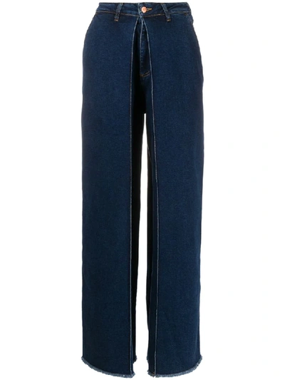 Shop Aalto Front Pleat Denim Jeans In Blue
